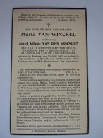 Doodsprentje Maria Van Winckel Berlaar 1879 Kessel 1941 Wed. Jozef Alfons Van Den Branden - Devotion Images