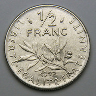 1/2 Franc Semeuse, Nickel, Frappe Monnaie,1992 - V° République - 1/2 Franc