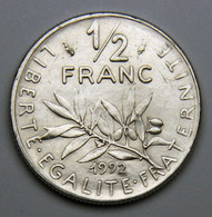 1/2 Franc Semeuse, Nickel, Frappe Monnaie,1992 - V° République - 1/2 Franc