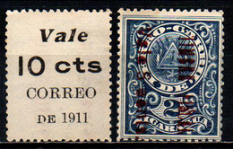 NICARAGUA - 1911 - Revenue Stamps Surcharged On The Back In Black - SENZA GOMMA - Nicaragua
