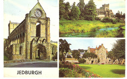 SCENES FROM JEDBURGH, SCOTLAND. Circa 1976 USED POSTCARD Gv4 - Roxburghshire