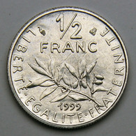 RARE, BU Issue De Coffret 1/2 Franc Semeuse, Nickel, 1999 - V° République - 1/2 Franc