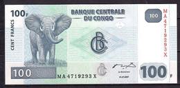 BILLET DE BANQUE  CONGO 100 FRANCS 2007  PICK 98 NEUF UNC - República Democrática Del Congo & Zaire