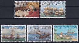 MiNr. 492 - 496  Großbritannien-Guernsey1990, 24. Juli. 250. Jahrestag Des Beginns Der Weltumseglung - Postfrisch/**/MNH - Schiffahrt