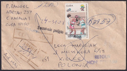 1991-H-1 CUBA 1991 REGISTRED FORWARDED COVER TO POLAND BOXING. - Briefe U. Dokumente