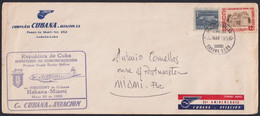 1956-PV-22 CUBA REPUBLICA LG-2143 FIRST FLIGHT TURBO HELICE HABANA - MIAMI VISCOUNT. - Cartas & Documentos