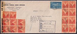 1944-H-40 CUBA REPUBLICA LG-2141 REGISTERED COVER SEMIPOSTAL VICTORY WWII CENSORSHIP TO US. - Brieven En Documenten
