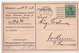 Postkarte, Hannover, "Phosphatfabrik Hoyermann", Gel. 1915, Nach Northeim, Hannover - Covers & Documents