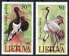 Lituanie Lietuva Litauen Lithuania 1991 Cigogne Noire Schwarzstorch  Black Stork Grue Cendrée (Yvert 420, Michel 489) - Unclassified