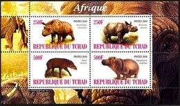 Tchad 2010 - Faune Africaine, Rhinoceros, Hippopotame  - BF Neuf // Mnh - Chad (1960-...)