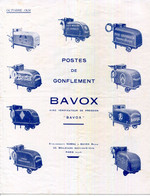 FACTURE.PARIS.DOCUMENTATION.POSTES DE GONFLEMENT " BAVOX " PUBS SUR CAPOT BERLIET,CITROEN,RENAULT,PEUGEOT,FIAT ..Etc. - Non Classés