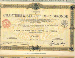 STE DES CHANTIERS & ATELIERS DE LA GIRONDE DISPO ANNEE 1921 OU 1922 - Schiffahrt