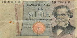 Billet 1000 Lire * Mille Banca D'italia * Italie - Sonstige & Ohne Zuordnung