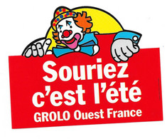 Autocollant, OUEST FRANCE, "Souriez C'est L'été", Grolo Ouest France, 82*114mm - Stickers