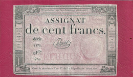 02 - 2022 - TOU680 - ASSIGNAT De 100 Franc Collé Sur Carton - Série 1175 - Assignats & Mandats Territoriaux