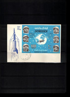 Jordan 1965 Space / Raumfahrt Russian Astronauts Block Overprinted Voshod FDC - Asia