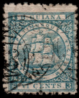 British Guiana 1867 6c Dull Blue Medium Paper Perf 10 Used  A03 (Demerera) Cancel - British Guiana (...-1966)