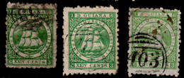 British Guiana 1866 24c Green (3 Shades) Medium Paper Perf 10 Used  A03 (Demerera) Cancel - British Guiana (...-1966)