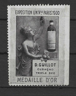 Vignette - Poster Stamp. Exposition PARIS 1900 (D. Guillot Curaçao) - Erinnofilia