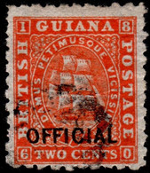 British Guiana 1875 OFFICIAL 2c Orange Paper Perf 10 Used  A03 (Demerera) Cancel - British Guiana (...-1966)