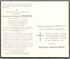 Bidprentje Putte - Mertens Franciscus Josephus (1928-1954) - Images Religieuses