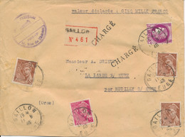 1940 LETTRE 2è ECH RECOMMANDÉE VALEUR DÉCLARÉE 5000f MERCURE 75c CERES GAILLON 11/5/40 EURE >LA LANDE - Covers & Documents