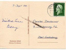 56951 - Bund - 1958 - 10Pfg. Schulze-Delitzsch EF A AnsKte DEXHEIM -> Bad Godesberg - Storia Postale