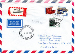 56955 - Bund - 1991 - 350Pfg. SWK MiF A R-LpBf BONN -> SURFERS PARADISE QLD (Australien), 70Pfg.-Mke. Mgl. - Storia Postale