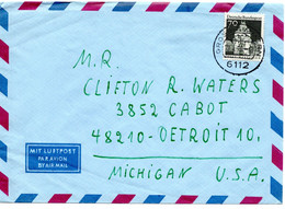 56967 - Bund - 1970 - 70Pfg. Gr.Bauten EF A LpBf GROSS-ZIMMERN -> Detroit, MI (USA) - Covers & Documents