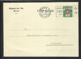 SUISSE Franchise 1924: CP De Berne Pour Noirmont Avec Le ZNr. 12A (No 301) - Franchigia