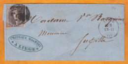 1860 - Enveloppe Pliée De LIEGE LUIK Vers JUPILLE Sur Meuse - 10 Centimes - 1858-1862 Medaglioni (9/12)