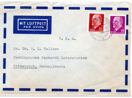 56972 - DDR - 1966 - 15Pfg. & 20Pfg. Ulbricht A LpBf POTSDAM-BABELSBERG -> Pittsburgh, PA (USA) - Lettres & Documents