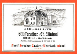 Etiquette Ancienne De Vin De Moselle Saar Ruwer Klufferather Saint Michael Adolf Kroeber à Trarbach - Riesling