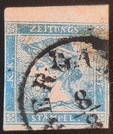 AUSTRIA 1851 - Canceled - ANK 6 Ia - Blauer Merkur - Rechts Kleiner Riss! - Dagbladen