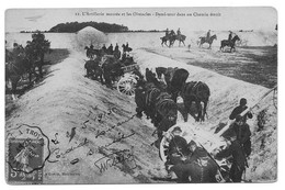 CPA, L'artillerie Montée Et Les Obstacles-Demi Tour Dans Un Chemin étroit, Chevaux, Charrette, Cavaliers, Poilus - Maniobras