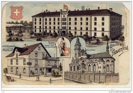 Gruss Aus FRAUENFELD - Litho, 1907, Restaurant HELVETIA, Vereins-Lokal Des Jünglingsverein, Edit. Guggenheim - Frauenfeld