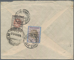 Iran: 1926, OVERLAND MAIL : 1 Kr. Silver Violet Brown And 9 Ch. Redbrown Slate T - Iran