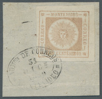 Uruguay: 1859, Sun 60 Centesimos Dull Lilac, Thick Numerals Issue, Extremely Fin - Uruguay