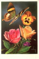 Papillon * CPA Illustrateur C. VIVEY * Fleurs Flowers Papillons Butterfly - Schmetterlinge