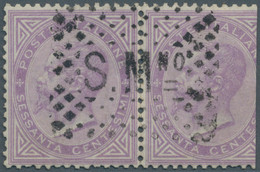 San Marino: FORERUNNER ITALY: 1863, 60 C Light Lila Horizontal Pair (cut/faults) - Used Stamps