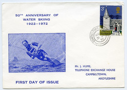 WATER SKIING, 50TH ANNIVERSARY, 1972 / POSTMARK - CAMPBELTOWN / ADDRESS - TELEPHONE EXCHANGE HOUSE - Sci Nautico