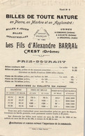 Lettre Commerciale -  CREST (Drôme) - Fabrique De Billes De Toute Nature (Billes à Jouer Callots) ... Tarif - Old Professions
