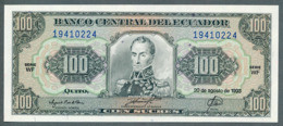 Pick 123Ab - 100 Sucres - 1993 - UNC N° 19410224 Série WF - Ecuador