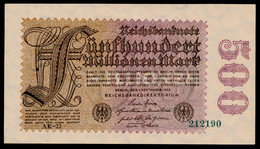 P110e Ro109f 500 Million Mark 01-09-1923. AUNC ,1 Amorce De Corne. - 500 Mio. Mark