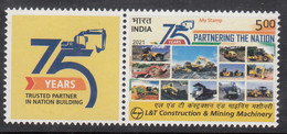 My Stamp 2021 MNH, Larsen & Tubro, Construction , Mining Businees, Mineral, Geology, Heavy Truck, Transport, - Camions