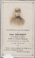 Avis De Décès :  Militaire Du 51ème Régiment D'Infanterie - Neuville -Cormicy - 4 Mai 1917 - Documentos