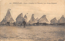 62-BERCK-PLAGE-CONCOURS D'AEROPLAGES DU 8 SEPTEMBRE 1912 GROUPE D'APPAREILS - Berck