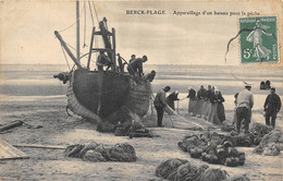 62-BERCK-PLAGE-APPAREILLAGES D'UN BATEAU POUR LA PÊCHE - Berck