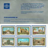 HAMBURG ~1969 Deko 4-s Reklame Faltblatt " Ruberoidwerke AG + Innen 6 Architektur-Briefmarken Fujeira " Reklame A6 - Advertising