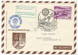 AUTRICHE - Env. - 39 BALLONPOSTFLUG Pro Juventute - 5270 Mauerkirchen - 10/3/1968 - Globos